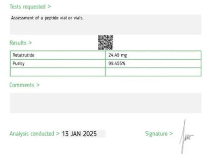 Retatrutide dosed at 20mg per vial and tested by HPLC with a reputable 3rd party